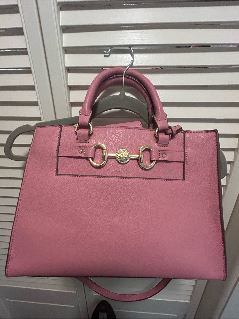 Anne Klein Pink Structured Satchel with Gold Accent